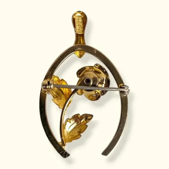 🍁Vintage Bond Boyd Sterling Vermeil Wishbone Rose Brooch - Picture 4 of 6
